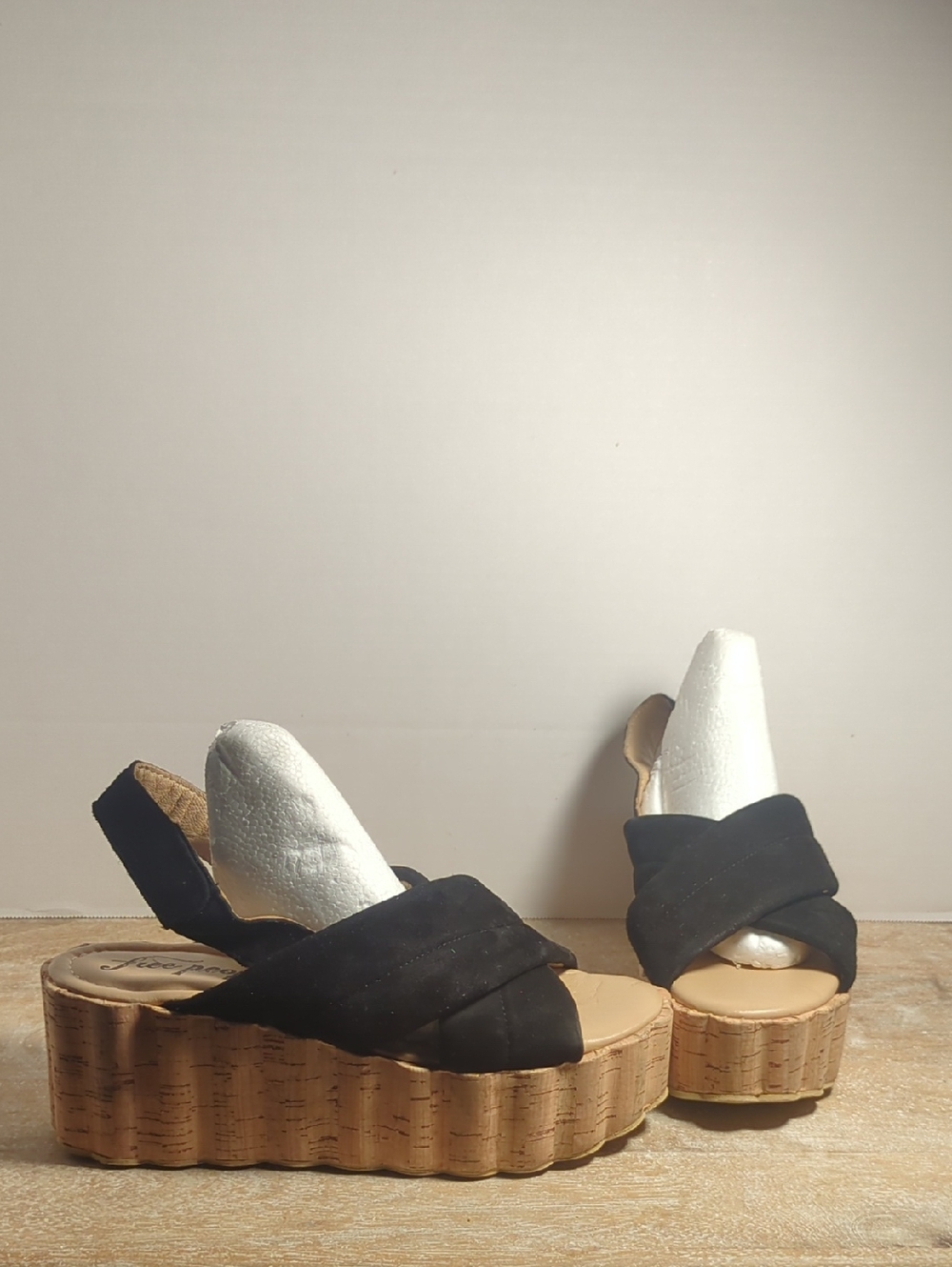 New Free People Noelle Flatform Black Suede Platform Sandals Eur 39